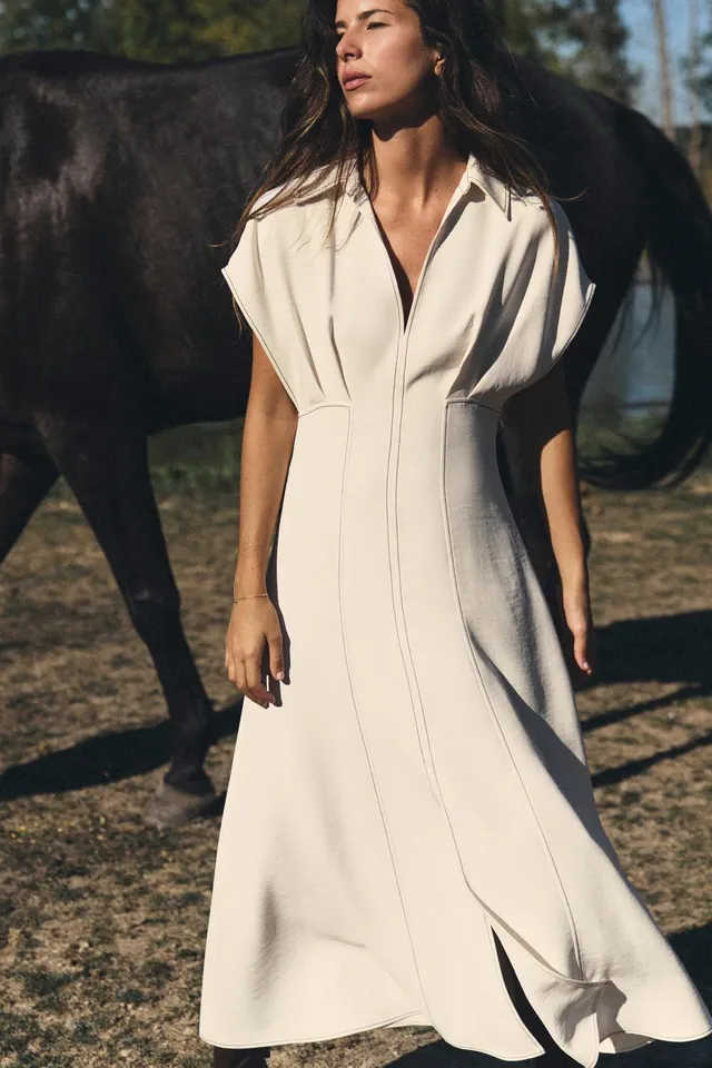 CONTRAST TOPSTITCHING midi dress – image 6