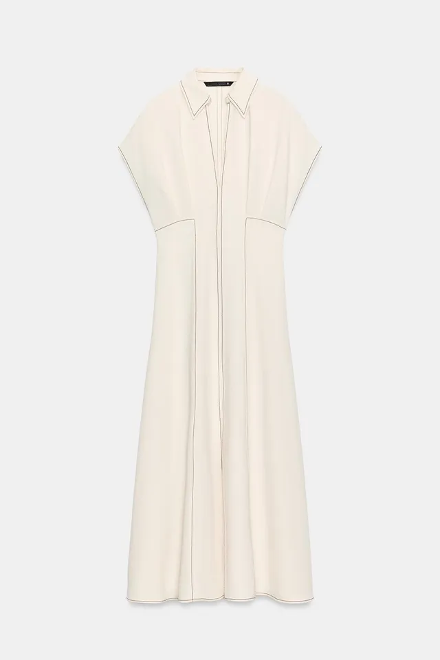 CONTRAST TOPSTITCHING midi dress – image 7