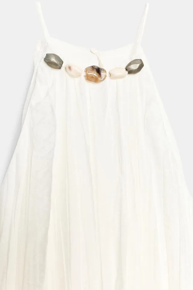 BEADED CRINKLE-EFFECT MIDI DRESS – image 11