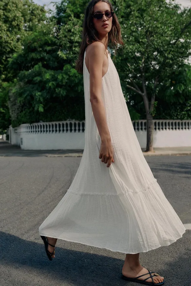 BEADED CRINKLE-EFFECT MIDI DRESS – image 4