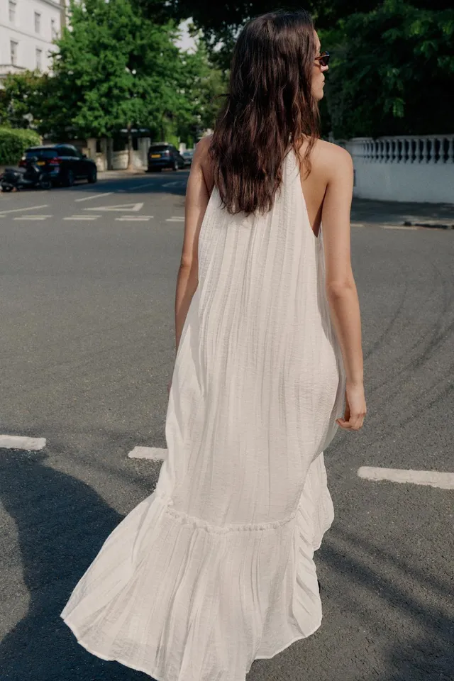 BEADED CRINKLE-EFFECT MIDI DRESS – image 7