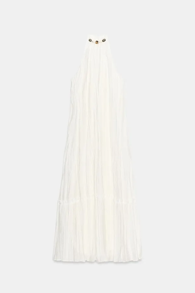 BEADED CRINKLE-EFFECT MIDI DRESS – image 9