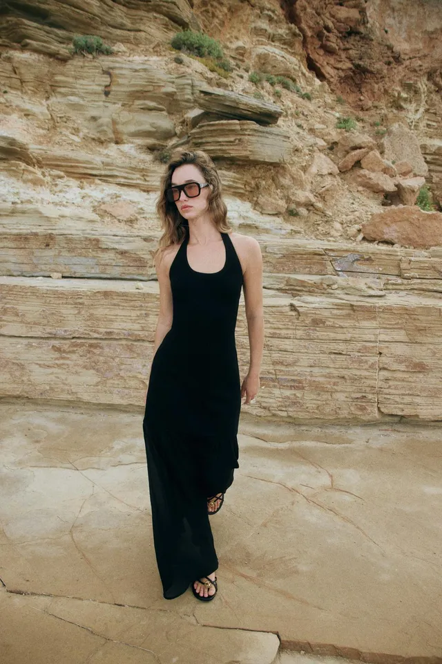 COMBINED KNIT HALTER DRESS – image 5