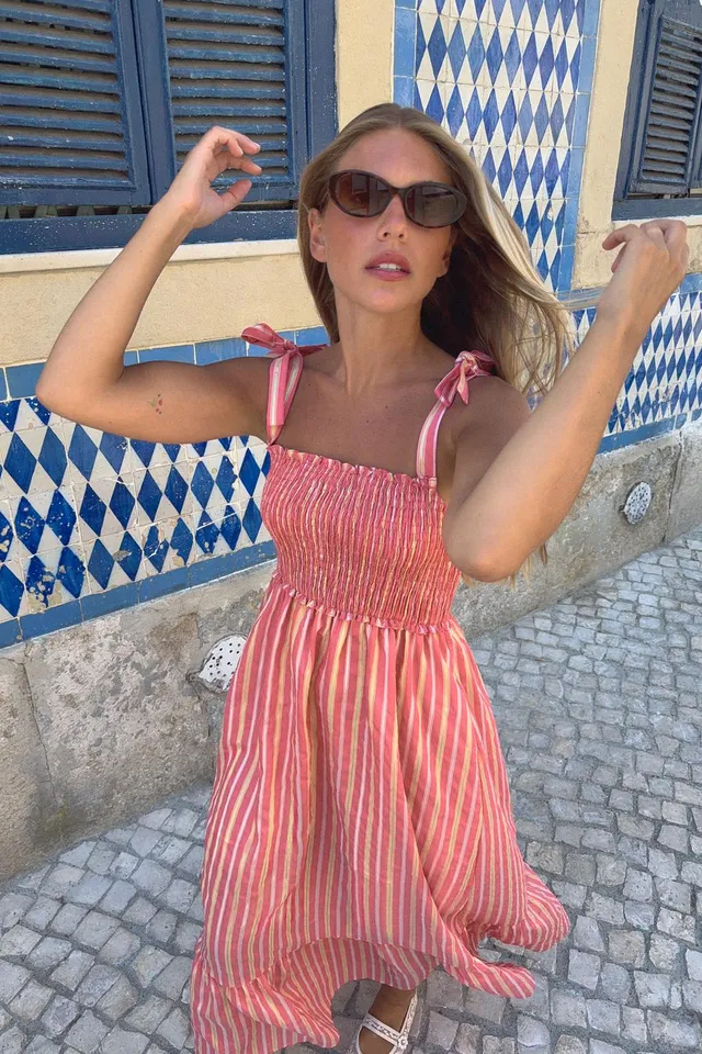 STRIPED MIDI DRESS – image 2