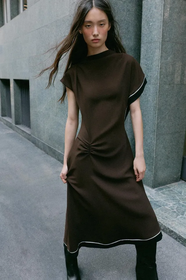 ASYMMETRIC MIDI DRESS – image 2