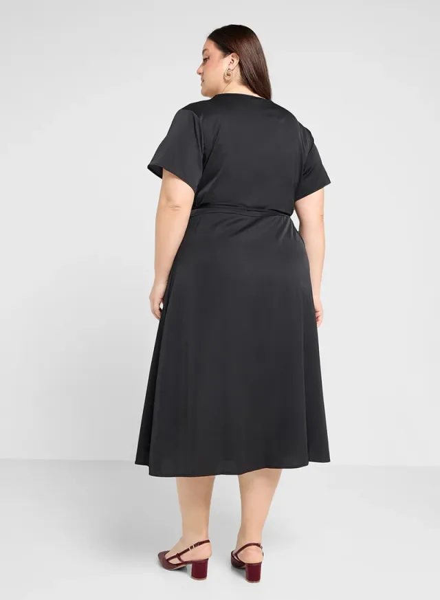 Satin Wrap Midi Dress – image 2