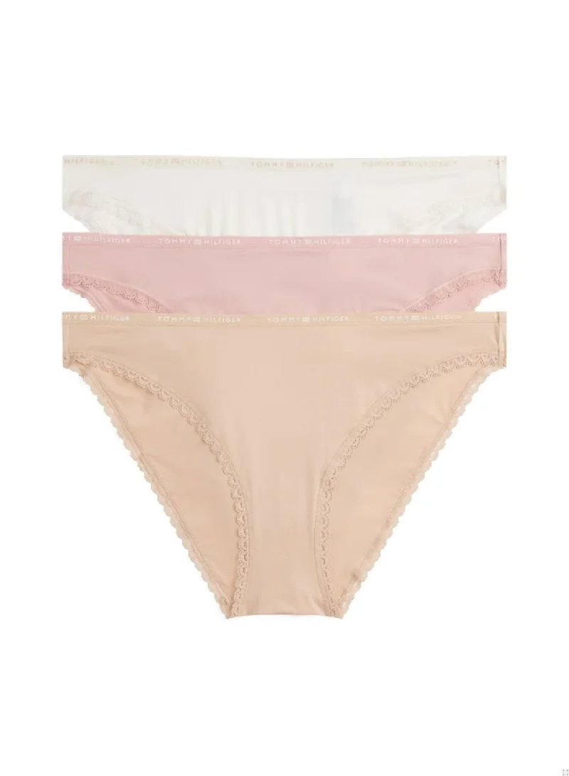 3-Pack Lace Trim Briefs Pale Beige