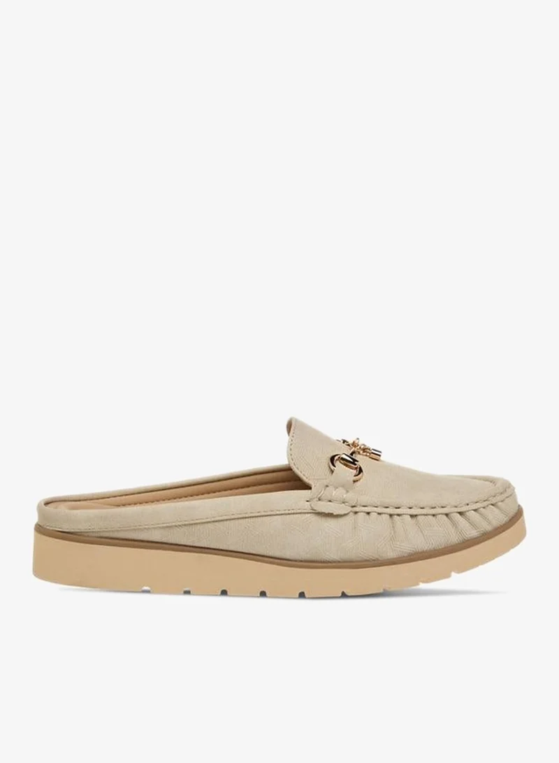 Women's Metal Accent Slip-On Mules Cream