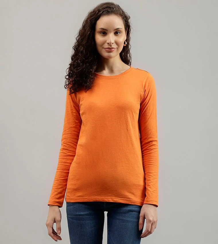 Solid Crew Neck T-Shirt Rust