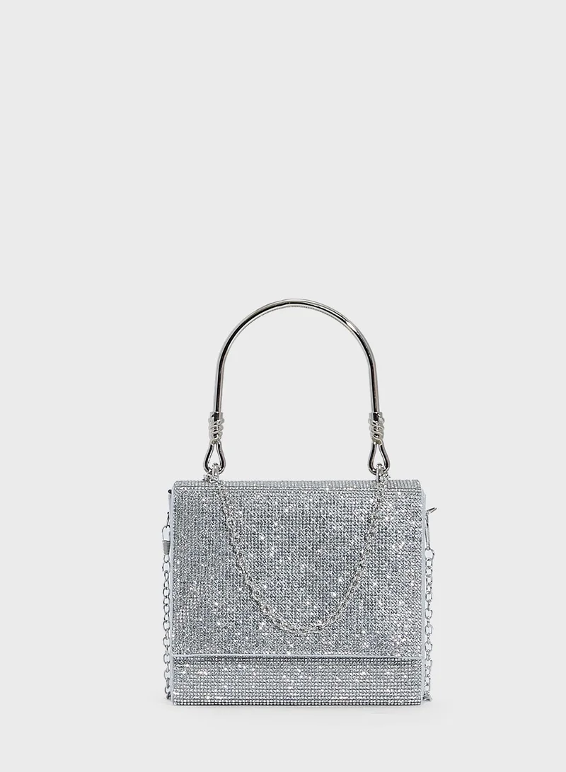 diamante box clutch bag