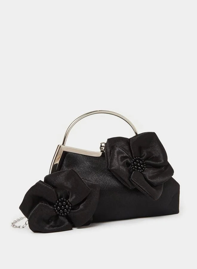 Flower Trim Clutch Black