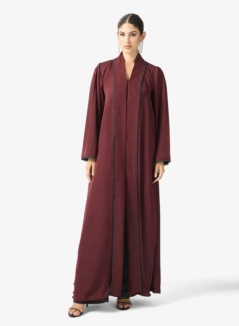 Shawl Collared Abaya & Sheila Burgundy