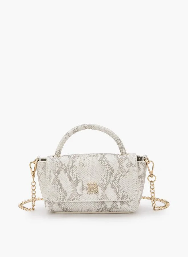 Flora Bella Snake PU Bag with Detachable Strap Grey