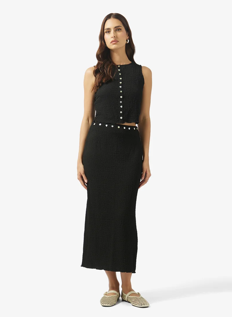 Vest & Column Skirt Set Black