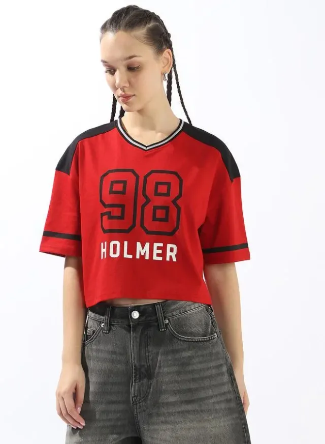 Women's Printed Cotton Boxy Fit T-Shirt Multicolour