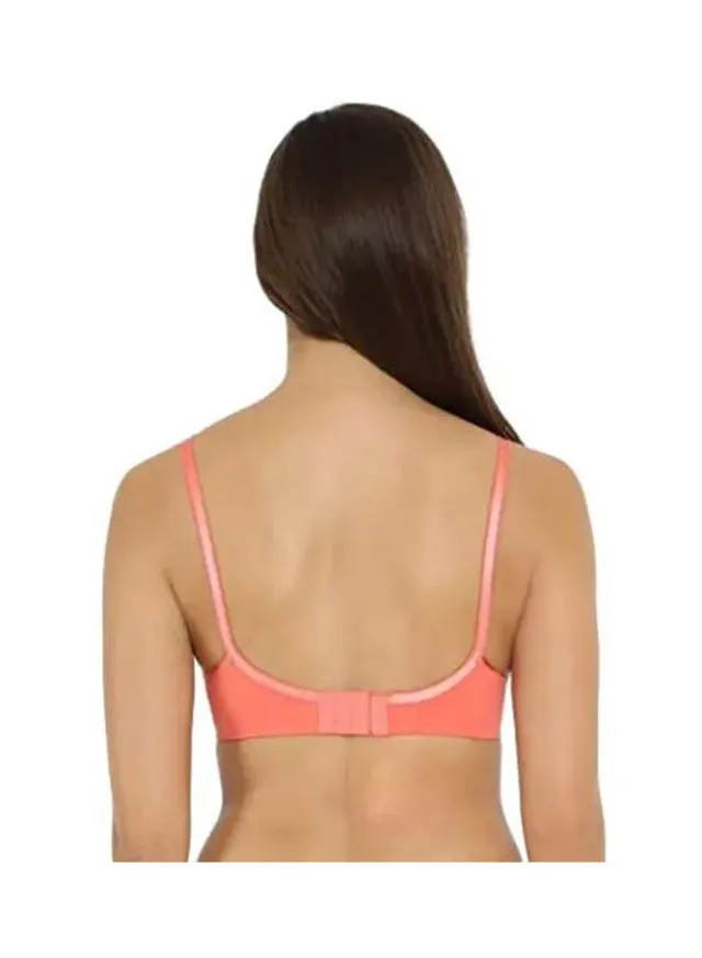 Pale Coral Wire-Free Cotton Stretch Bra with Adjustable Straps – image 2