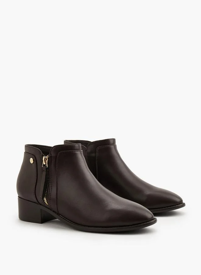 Flora Bella Solid Ankle Boots With Zip Closure