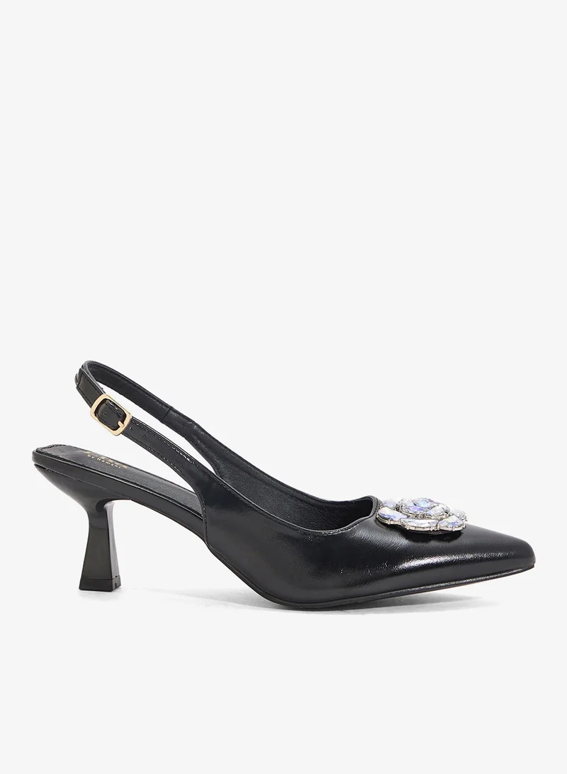 Flower Slingback Pumps Black