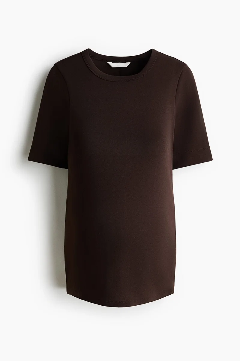 MAMA Fitted T-Shirt Brown Block