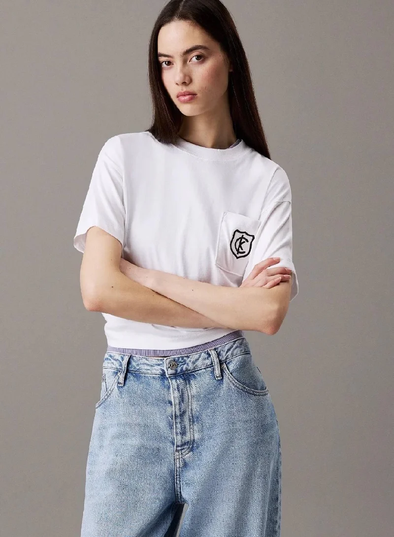 Shield Logo Cropped T-Shirt White