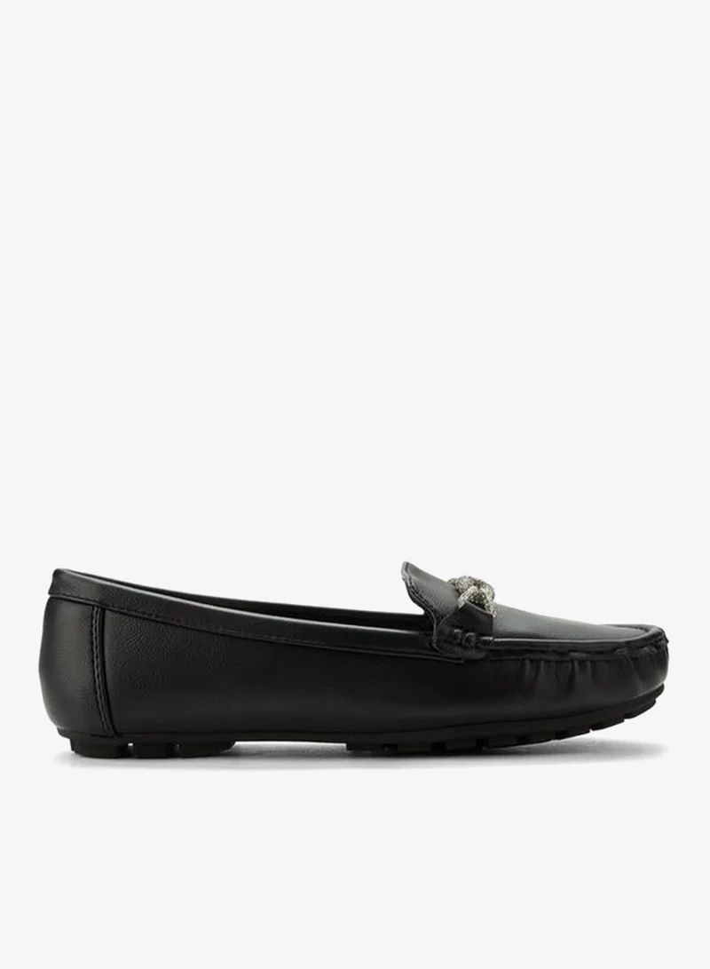 Metallic Trim Loafers Black