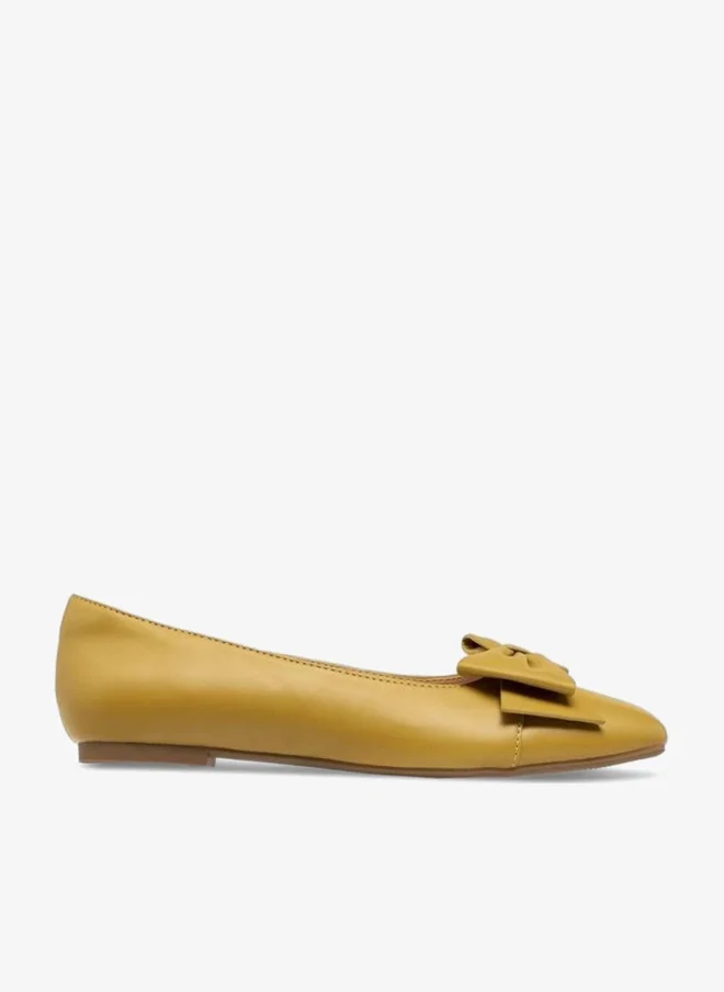 Women's Bow Detail Slip-On Ballerina Shoes Yellow