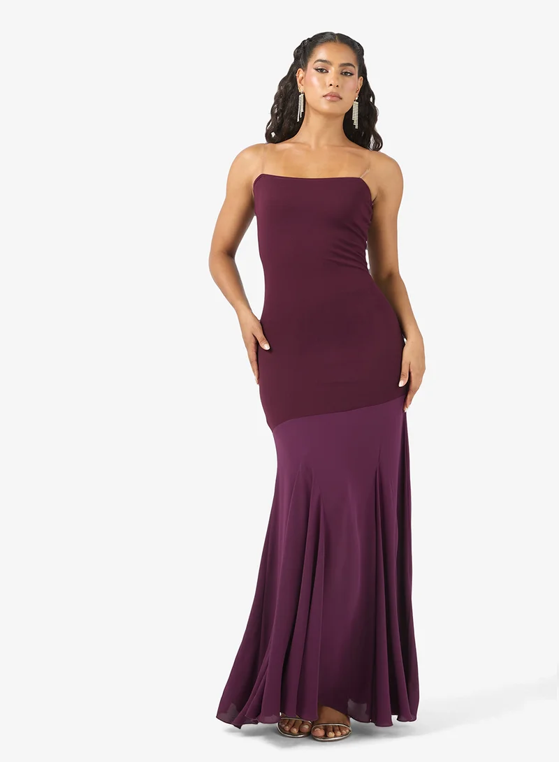 Strapless Flared Hem Gown Plum