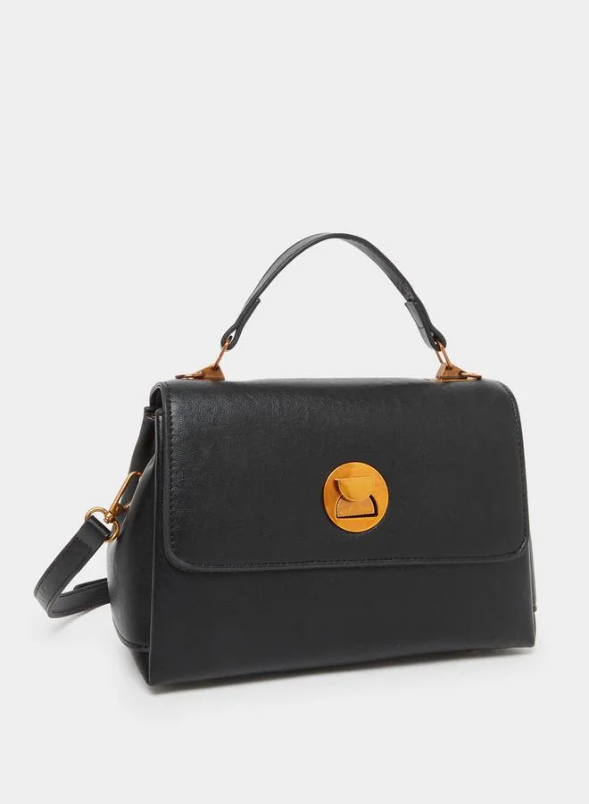 Styli Flap Front Satchel Bag Black