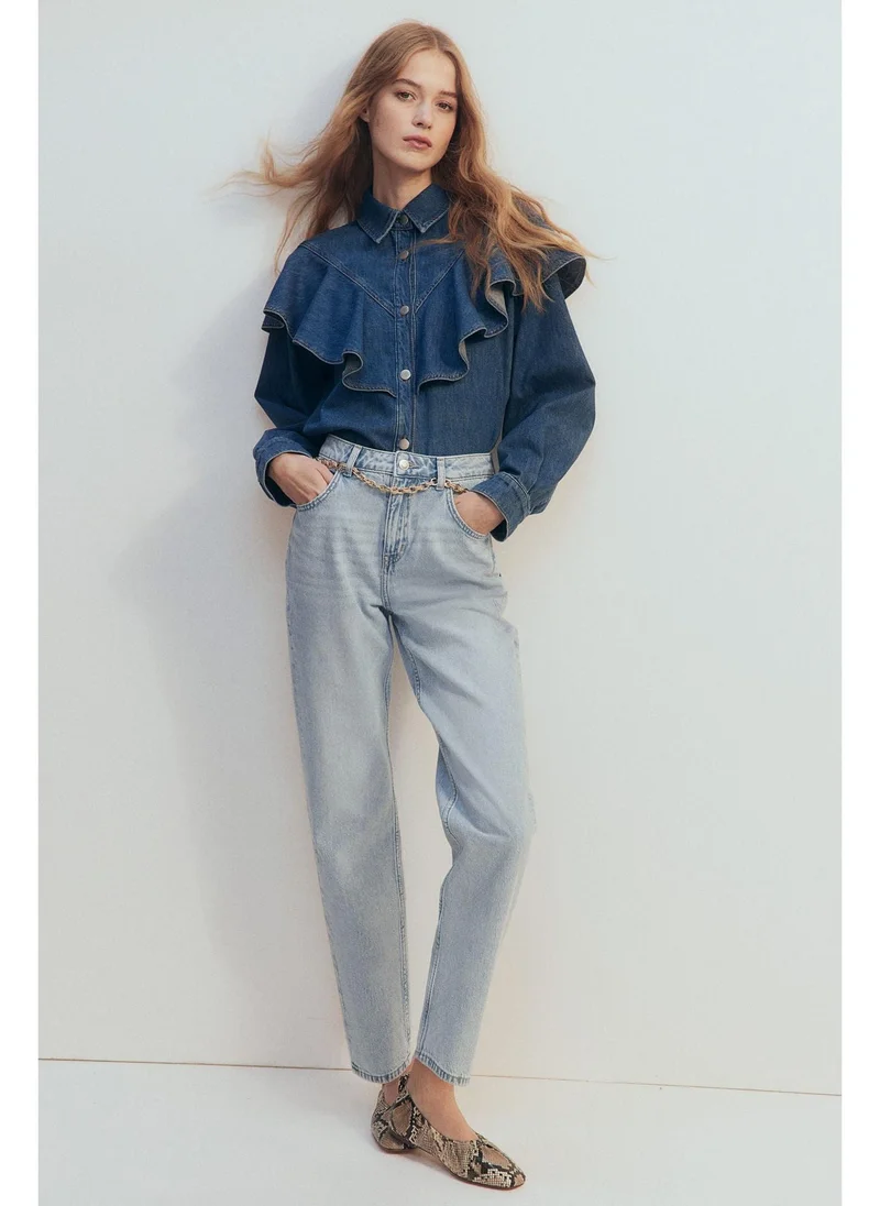 High-Rise Straight Ankle Jeans