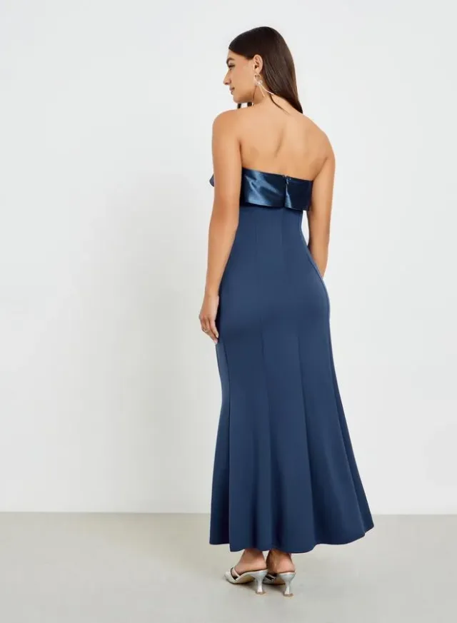 Women's Navy Viscose Blend Off-Shoulder Maxi Dress – image 6
