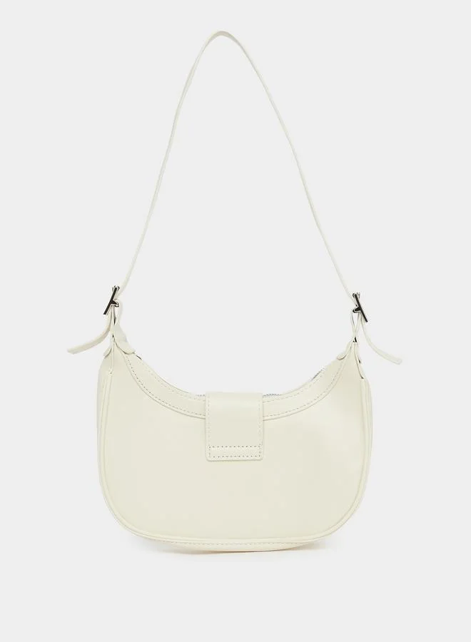 Styli Triangle Metal Shoulder Bag with Zip Closure