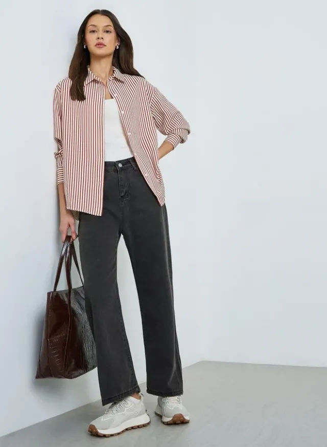 Oversized Striped Long Sleeve Shirt – image 2