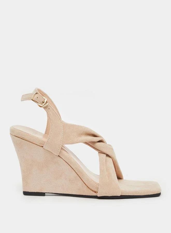 Velvet Criss Cross Wedge Sandals