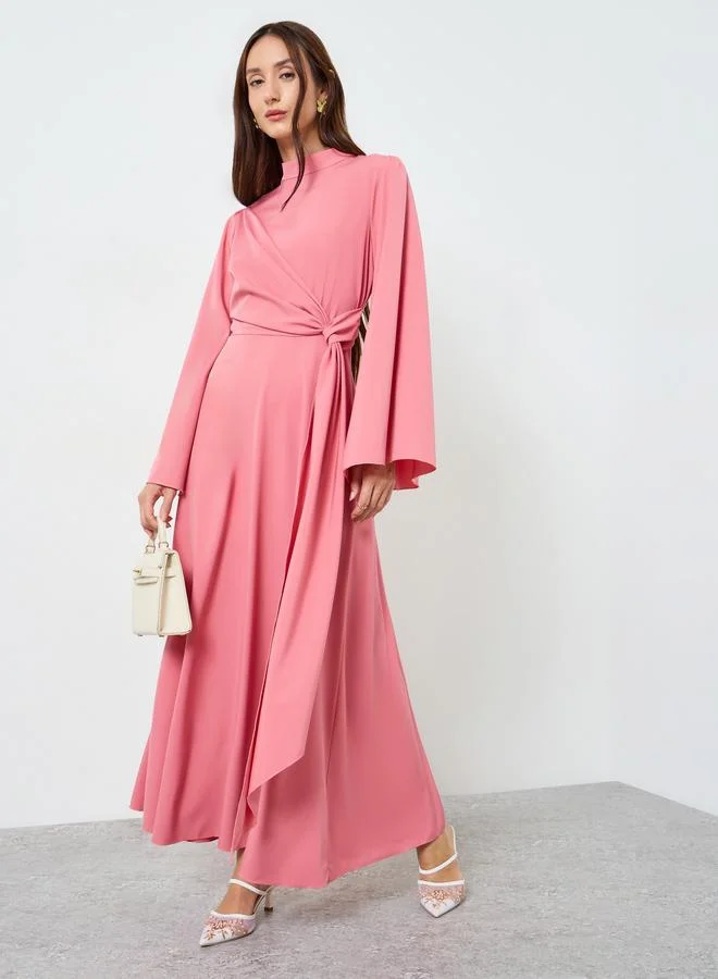 Women's Long Sleeve Maxi Dress Rose Pink