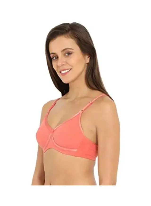Pale Coral Wire-Free Cotton Stretch Bra with Adjustable Straps – image 3