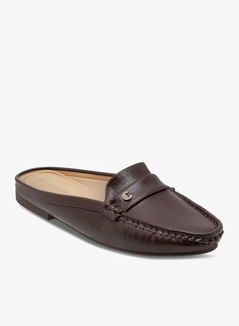 Women's Metal Accent Slip-On Mules Brown