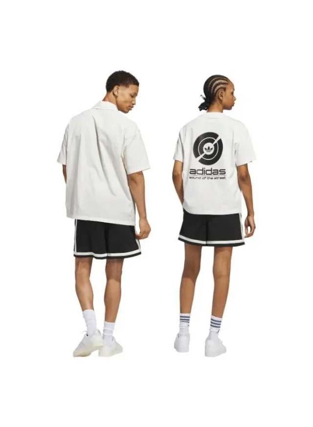 شورت كرة سلة للجنسين من Adidas Originals، أسود/عاجي – صورة 2