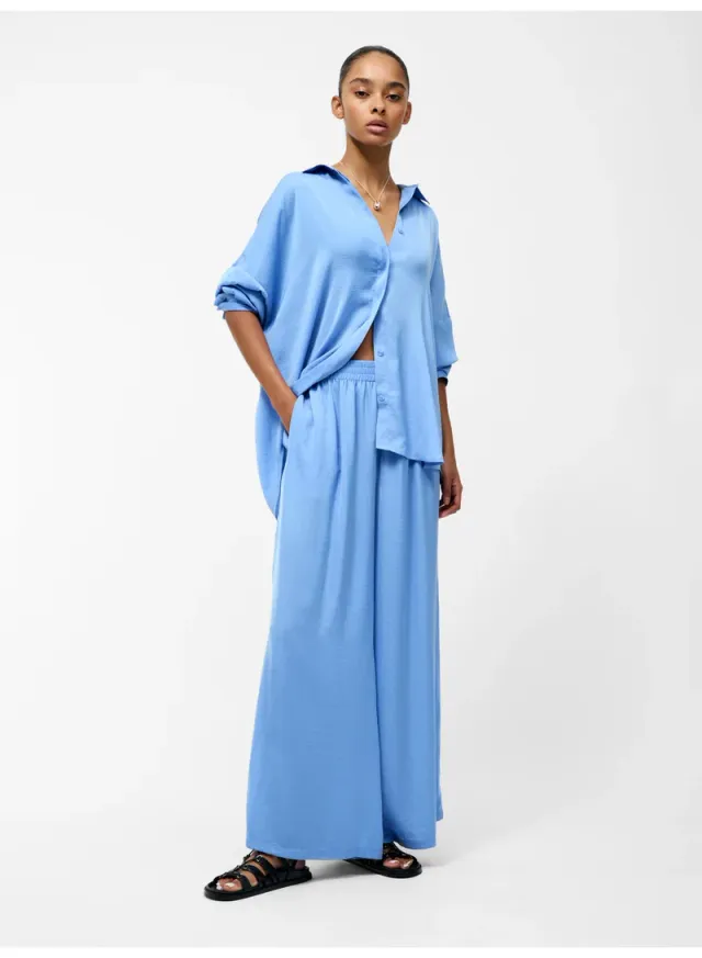 Damasco Air Flow Wide Leg Trousers Light Blue – image 4