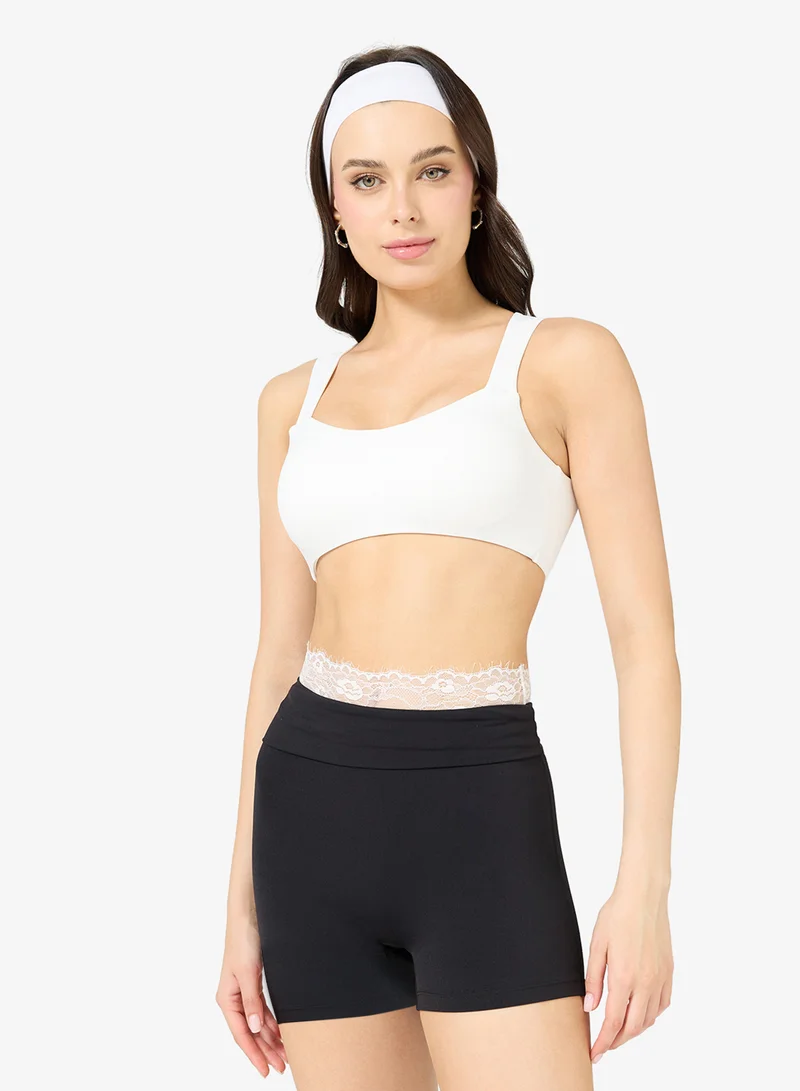 Seamless Cutout Sports Bra White