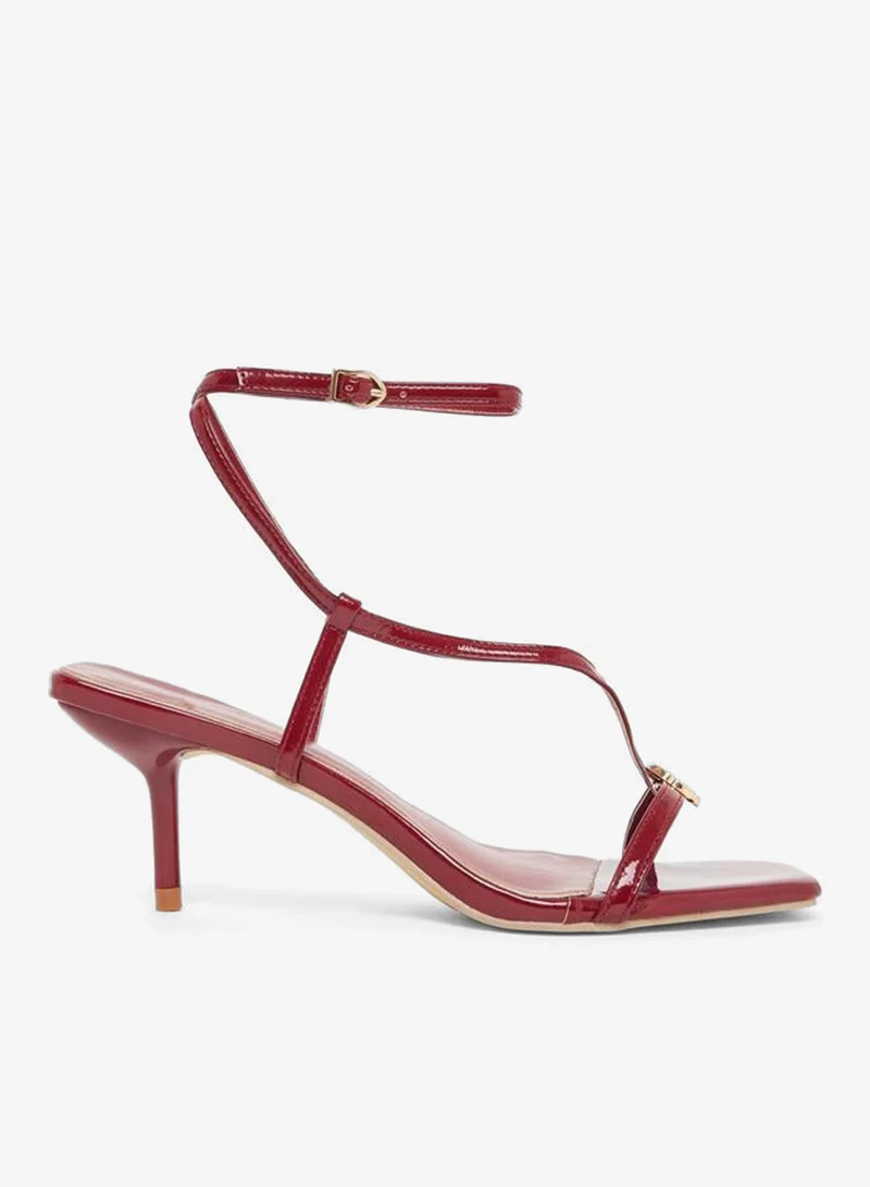 Strappy Stiletto Heel Sandals Burgundy