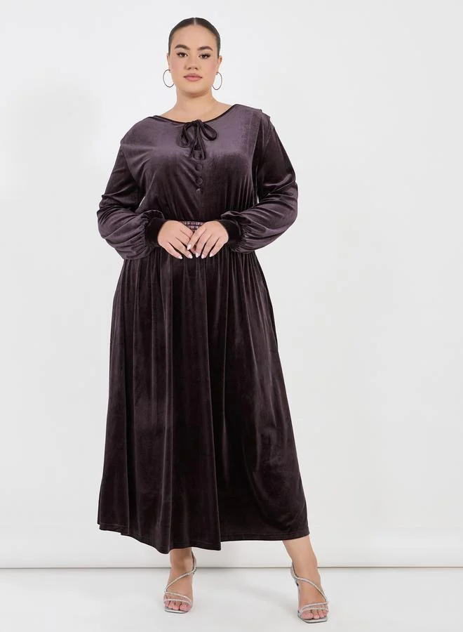 Velvet Tie-Neck Dress