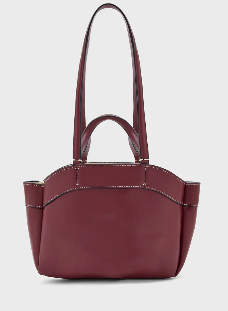 2-in-1 Tote Bag with Pouch Burgundy