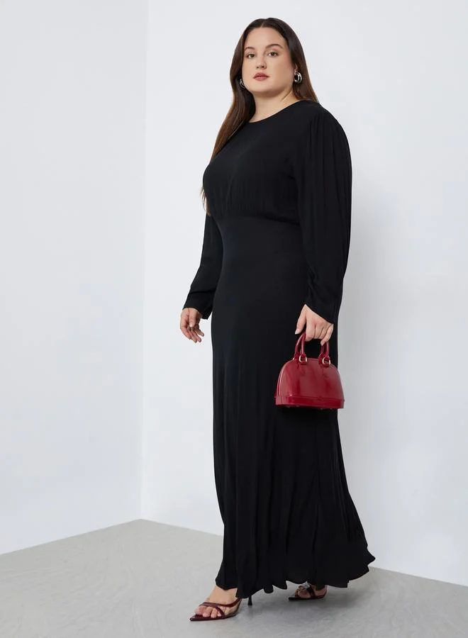 Styli Plus Size Column Maxi Dress Black