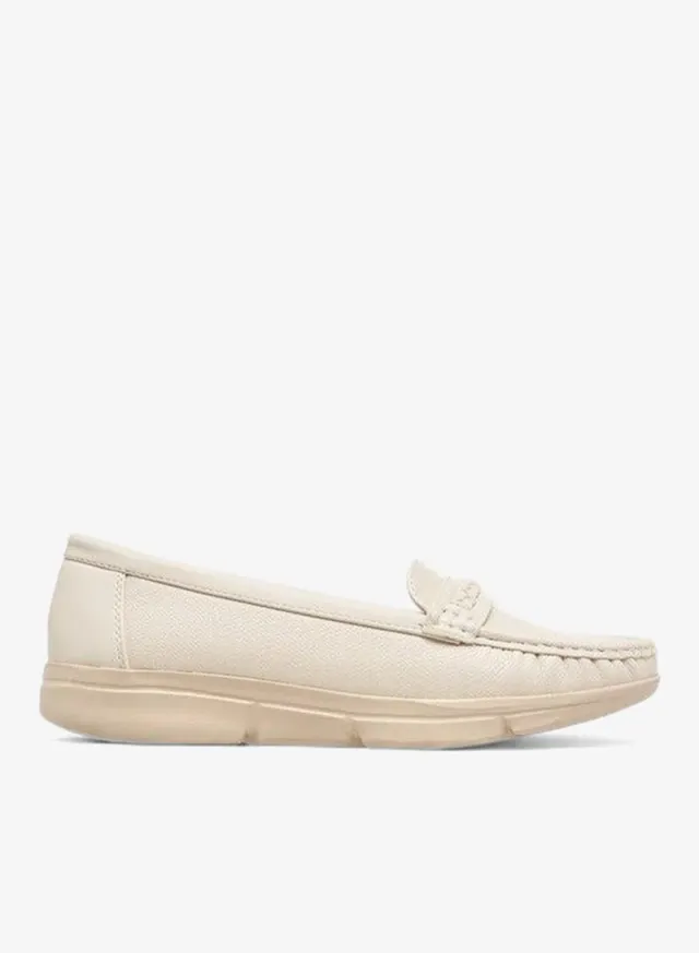 Women's Brown Slip-On Loafers with Monogram Print and Braid Detail – image 2