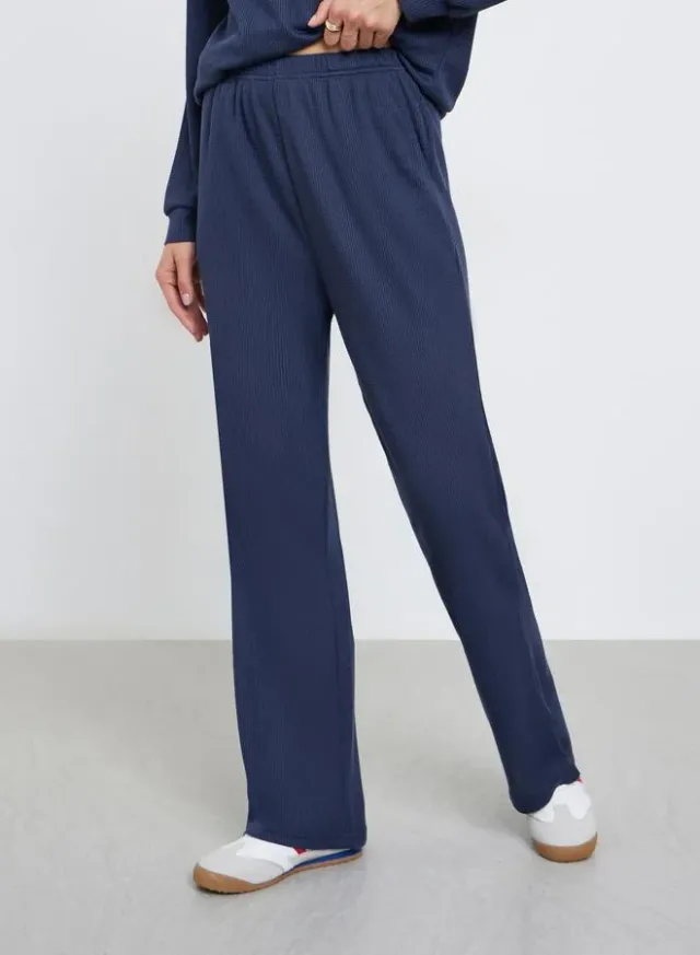 Dark Blue Waffle Knit Sweatshirt and Joggers Set for Women – image 4