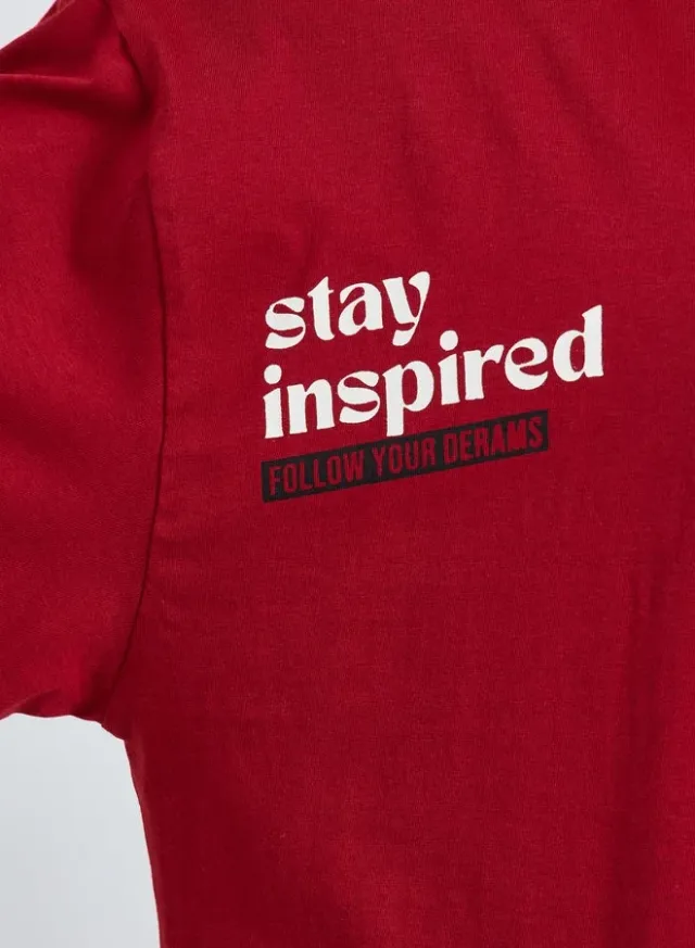 Slogan Oversized T-Shirt Red – image 4