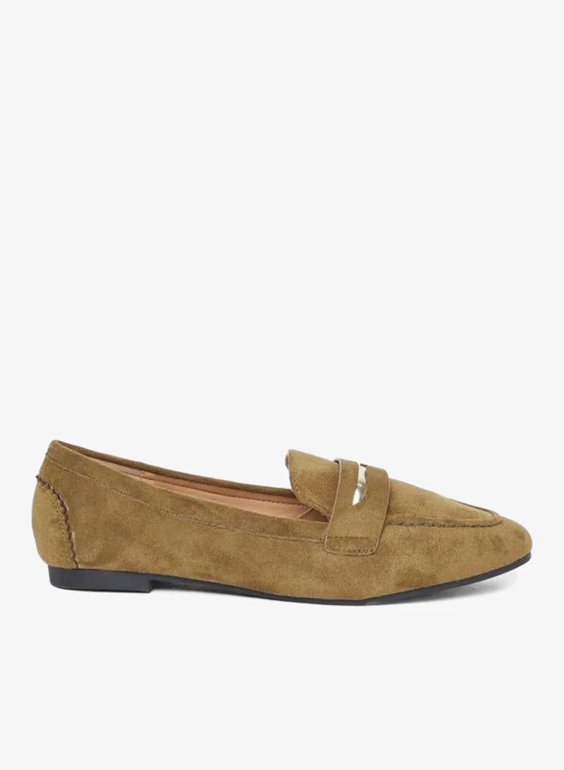 Styli Women Suede Look Loafers Olive
