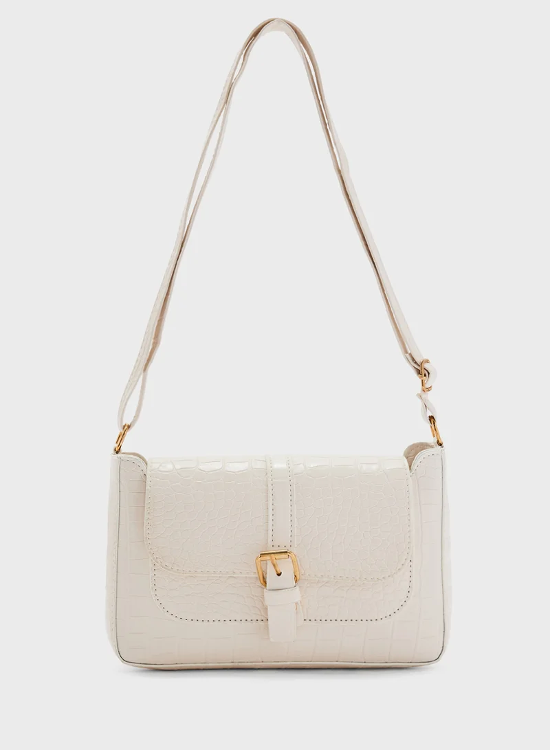 Mini Croc Crossbody Bag White