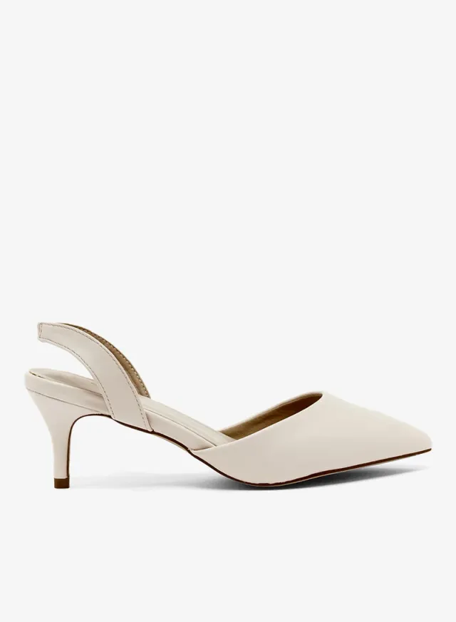 Mid Heel Slingback Pumps Beige