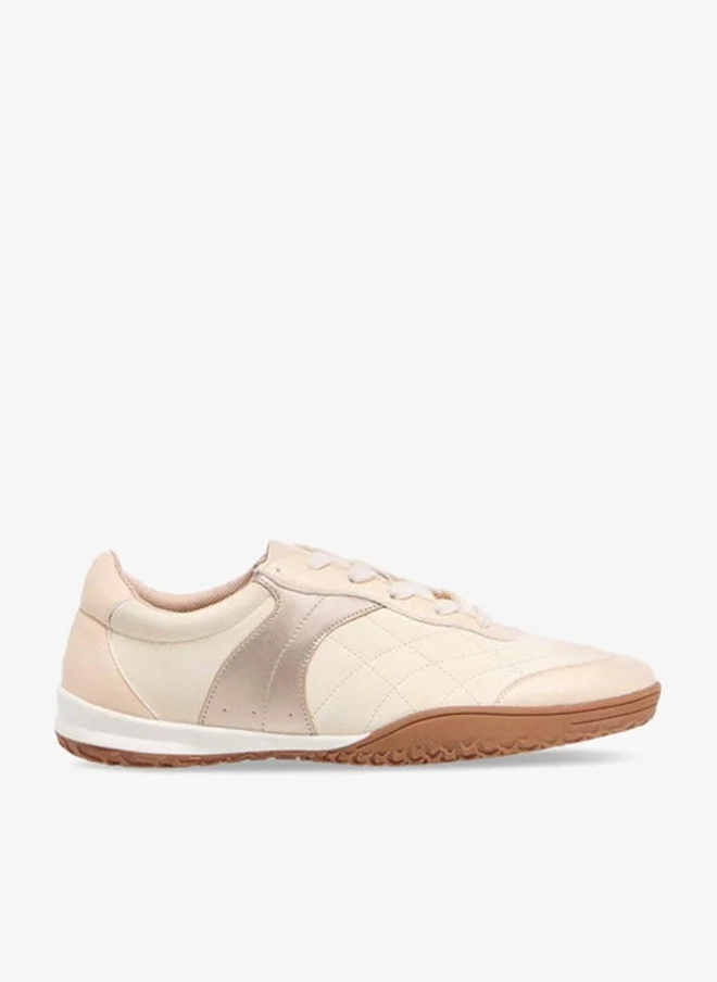 Women's Panelled Lace-Up Sneakers Beige